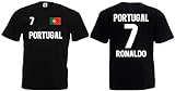 Portugal Ronaldo Herren T-Shirt EM 2020 Trikot Look Style Shirt Schwarz L