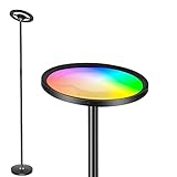Wixann LED Deckenfluter Smart Stehlampe Dimmbar, 25W 2000LM RGB Farbwechsel Stehleuchte Kompatibel mit Alexa und Google Home, Stehlampe für Wohnzimmer Schlafzimmer, Büro [Energieklasse A+] (Schwarz)