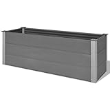 yorten Pflanzkasten WPC Pflanzkübel Garten Außenbereich Blumenkasten Hochbeet Unterseite Offen Grau 150 x 50 x 54 cm (L x B x H) Wandstärke 30
