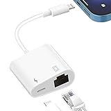[Apple MFi-zertifiziert] Lightning auf Ethernet Adapter, 2-in-1 RJ45 Ethernet LAN Netzwerkadapter für iPhone/iPad/iPod, iPhone Ethernet Adapter mit Ladeanschluss, 10/100 Mbps High Speed, Plug and Play