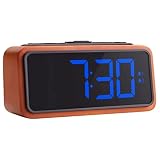 Wecker Radio Digital Holz FM Wecker mit Großem LED Display Helligkeit Dimmer und Schlummeralarm 12/24