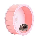 Hamster Holzlaufrad, geräuscharmes Übungsroller-Spielzeug, Käfigbefestigung für Hamster(Rosa)