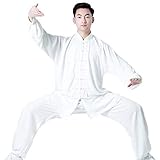 JXS Tai Chi Anzug Kung Fu Uniform Kampfsport-Kleidung - Geeignet für Männer und Frauen - Baumwollfaser atmungsaktiv und komfortabel - Baumwollfaser atmungsaktiv und komfortabel,Weiß,XS