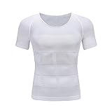 BaronHong Gynäkomastie Brust Binder Men Shapewear Bauchkontrolle Abnehmen Unterwäsche Hemd (weiß, L)