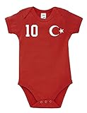 Kinder Baby Strampler Shirt Türkei Türkiye mit Wunschname + Nummer - Rot 3-6 Monate