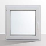HORI® Dreh-Kipp Kunststoff-Fenster I 2-fach verglast weiß I DIN links I 800 x 800 mm (Länge x Breite)