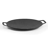 VEICOTER Cast Iron Grill Plates, Burnt Cast Iron Pan Grill, Frying Pan with 2 Handles, Griddle Pans for Gas Grill and Installation Grill, Easy to Clean, Ideal for Camping, BBQ,36cm