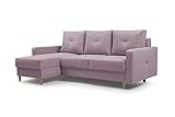 Ecksofa mit Schlaffunktion Eckcouch mit 2 X Bettkasten Sofa Couch L-Form Polsterecke Madison (Rosa, Ecksofa Links)