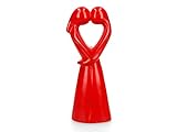 Afrikanische Deko Figur 'Kuss der Liebenden' (FairTrade) Skulptur aus Speckstein, rot, 20 cm - Valentinstagsgeschenk