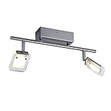 WOFI Deckenbalken, 2-flammig, Serie Vileta, 2 x LED, 4.5 W, Breite 20 cm, Höhe 12 cm, Tiefe 35 cm, Kelvin 3000, Lumen 360, nickel matt 7254.02.64.0000