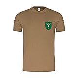 BW Tropen Jägerbataillon 91 Bundeswehr Jäger Bataillon Abzeichen T-Shirt #39353, Größe:S, Farbe:Khaki