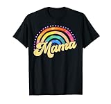 Hübscher Retro-Stil Mama Hippie Regenbogen Mutter Tag T-Shirt