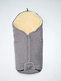 Hochwertiger Lammfell-Fußsack für den Kinderwagen, Lineares Grau