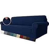 MAXIJIN Super Stretch Couch Bezug für 4-Sitzer Couch, extra große universelle Sofabezüge Jacquard Spandex Pet Dog Möbel Protector Fitted Couch Schonbezug (4 Sitzer, Navy Blau)