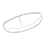 Taillenkette mit Pailletten, Körperkette Bauchkette Bikini Ketten Verstellbar für Frauen Party, Strand, Hochzeit - Silber