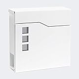 Moderner Design Briefkasten V20 Weiß Wandbriefkasten pulverbeschichtet Zeitungsrolle
