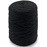 NOTIONSLAND T-Shirt-Garn, Strickgarn, Stoff-Häkelgarn für Tasche, Korb, Decke, Heimdekoration – schwarze einfarbige G