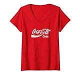 Damen Coca-Cola Twin Coke Logos T-Shirt mit V-Ausschnitt