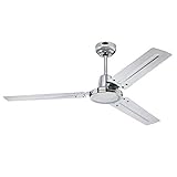 Westinghouse Lighting Deckenventilator Industrial Chrom | 122 cm | Leistungsstarker Luftumwälzer mit 4-Stufen Wandschalter | Robustes Chrom-Desig