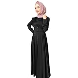 Lazzboy Maxikleid Damen Muslimisches Kleid Abaya Islamisches Arabisches Kaftankleid Muslim Kleider Islamische Kleidung Zweiteiler In Voller Lange Hijab Robe Anzug Schal Gebet Sets (Schwarz,S)