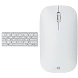 Microsoft Designer Compact Keyboard (deutsches QWERTZ Tastaturlayout, Monza Grau, kabellos) & Modern Mobile Mouse Weiß