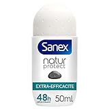 SANEX - Deodorant mit Kugel Natur Protect Extra Efficience – Deodorant für Damen und Herren mit Alaunstein – Wirksamkeit 48 Stunden – ohne Alkohol, ohne Farbstoffe – 50 ml