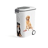 Curver Futter-Container 20kg I 54L, weiß/grau/Love Pets Hunde, 49,3 x 27,8 x 60,5 cm, 241093