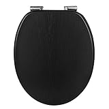 WOLTU Premium WC-Sitz Toilettensitz mit Absenkautomatik, MDF Holzkern, Softclose Scharnier, Antibakteriell, Desgin Décor O