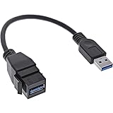 InLine® USB 3.2 Gen.1 Keystone Adapterkabel, USB A Stecker/Keystone Buchse, 0,2m