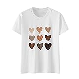 Damen T Shirt Lässige Oberteile mit Herz Grafiken Paar Tee Tops Valentinstagsgeschenk für sie Kurzarm Pullover mit Rundhalsausschnitt Basic All Match Tunika B