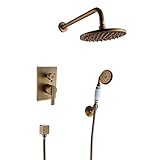 GLYYR Verborgen Duschsystem Wandhalterung Brausegarnitur Multifunktional Duschsystem mit Duschkopf, Handbrause,Antique Brass