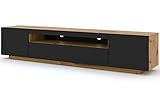 BIM Furniture Lowboard TV 200 cm - Universell Sideboard mit Laminierten Fronten, Hängend oder stehend - Fernsehschrank HiFi Schrank fürs Wohnzimmer Artisan Eiche und Schwarz M