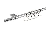 Gedotec Küchenreling-Set Hakenleiste Ordnung Hänge-Leiste Küche & Bad | Relingleiste mit S-Haken | Edelstahl-Optik | System-Organizer Länge 1200 mm | 1 Set - Design Küchenleiste für die Wand-Montag
