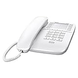 Gigaset DA510 - Schnurgebundenes Telefon mit praktischer Anrufanzeige - Kurzwahleinträge - großes Telefonbuch - Stummtaste mit Wartemelodie - Anrufsperre und Tastensperre, weiß