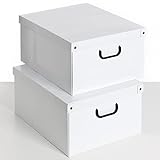 KANGURU Aufbewahrungsboxen aus Karton, Geschenkboxen aus pappe mit deckel 40x50x25cm WEISS WEISS GROSS , 2 Stück (1er Pack )