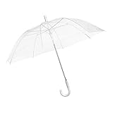 Durchsichtiger Regenschirm transparent, weißer Stockschirm Ø 100 cm; Eleganter Regenschirm in transparent - Das Fashion-Highlight