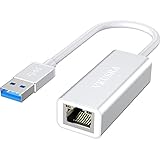 USB Ethernet Adapter, VKUSRA USB 3.0 LAN Adapter, Aluminium USB Netzwerkadapter for MacBook Pro/Air, Windows 10/8/7, Mac OS, Vista, Switch, Surface Pro, und Viele Mehr - Silber
