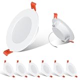 ChangM LED Einbaustrahler Ultra flach 8W 68-80mm Deckenspots 230V IP44 Warmweiß 2700K, Deckenspots für Wohnzimmer, Küche, Bad, Toilet, 6er S