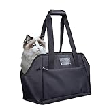 W/B Tragetasche für Hunde | Welpentragetasche für kleine Hunde | Tragbare Katzentragetasche mit weichen Seiten und doppeltem Sicherheitsgurt für U-Bahn/Einkaufen/Wandern/Reisen
