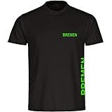VIMAVERTRIEB® Herren T-Shirt Bremen - Brust & Seite - Druck: grün - Männer Shirt Fußball Fanartikel Fanshop - Größe: 3XL schwarz