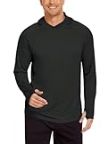 PINSPARK UV Shirt Herren Sport Tshirts UPF 50+ UV Sonnenschutz Langarmshirt Hoodie Kapuzenpullover mit Daumenloch Rashguard Atmungsaktiv Surfen Angeln Wandern Top Solides Schwarz XL