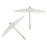 Amosfun 4 stücke weißes Papier Sonnenschirm Regenschirm chinesischen japanischen Papier Regenschirm (Durchmesser 30 cm, randoim regenschirmgriff Stil