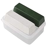 Angerstone Polierpaste Set - Grün-weiße Polierpaste (2 Stück, insgesamt 284 g) mit Kunststoffbox - Leder-Streichriemen & Abzieh-Streichriemen