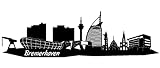 Samunshi® Wandtattoo Bremerhaven Skyline Wandaufkleber in 5 Größen und 19 Farben (120x35cm schwarz)