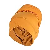LOIJMK Cap Moslem-Stretch-Mapp-Schal Frauen Kopfhut mit Haarturban Verlust Wrap Mützen Herren Winter Schwarz (Yellow, One Size)