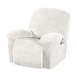 E EBETA Samt-Optisch Stretchhusse für Relaxsessel Sesselbezug, Komplett Sesselschoner, Elastisch Bezug für Fernsehsessel Liege Sessel (Weiß)