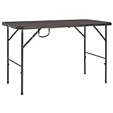 ZENFEKU Outdoor-Tische – Outdoor-Möbel – Klappbarer Gartentisch, braun, 120 x 60 x 74 cm, HDPE-Rattan-Optik