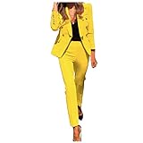 Modaworld Anzug Set Damen Business Suit Set Slim Fit Blazer und Hosen Elegant Hosenanzug 2 Teiler für Büro Hochzeit
