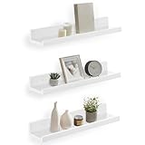 SONGMICS Wandregal, 3er Set, Schweberegal, 38 cm breit, Regal für Fotorahmen und Dekos, für Wohnzimmer, Arbeitszimmer, Badezimmer, Küche, weiß LWS38WT
