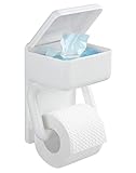 Maximex Toilettenpapierhalter 2 in 1 mit Ablage, aus Kunststoff, inkl. Montagematerial, 16 x 20 x 11